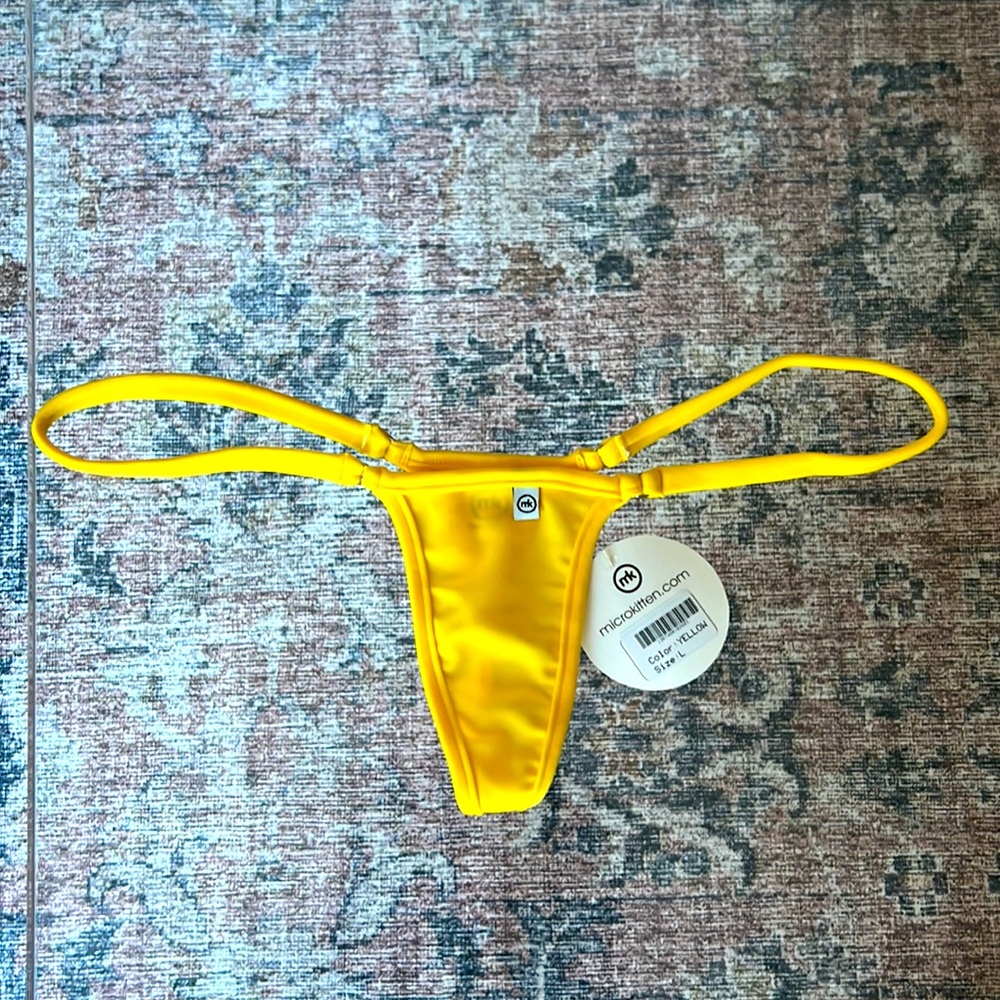 Microkitten Yellow Thong Bikini Bottom